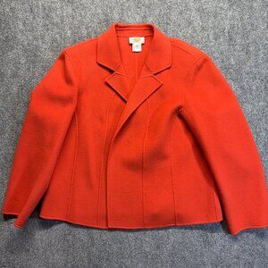 Talbots Woman Petite 18W 100% Wool Open Front Jacket Blazer Orange